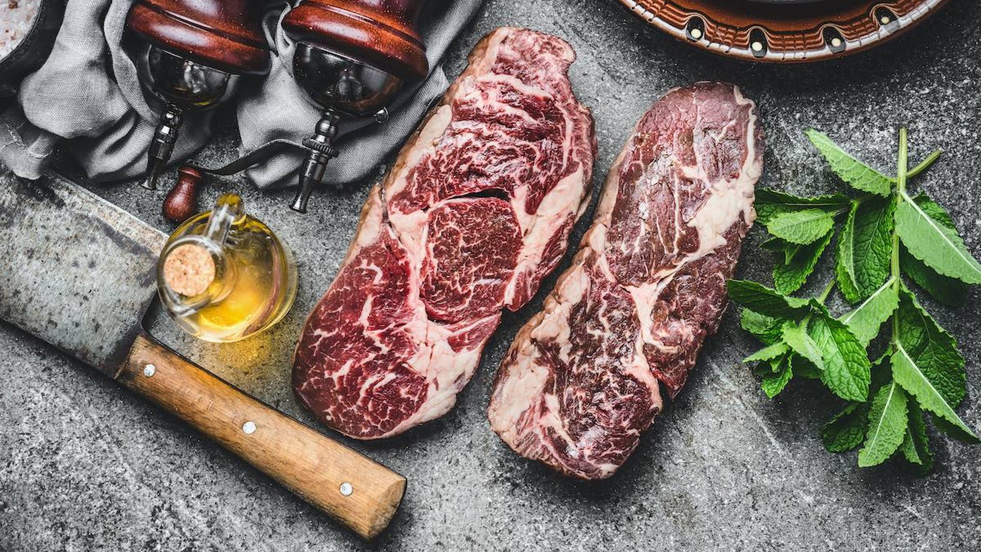Dry-aged ribeye at Crossroads — 30 days of careful aging for deep, beef-forward flavor