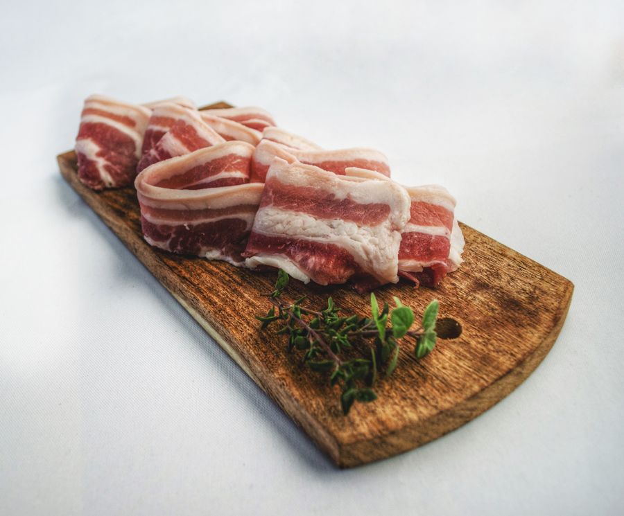 Butcher counter with a selection of fresh cuts
